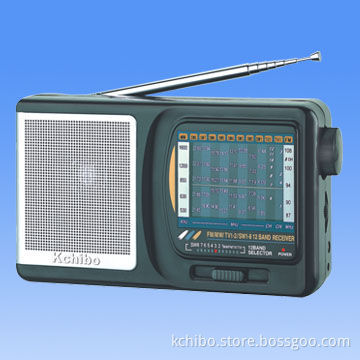 FM/MW/TV1-2/SW1-8 12-Band Radio Powered by D 1.5V x 2 Batteries